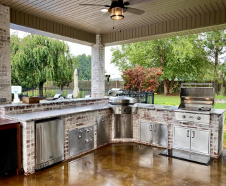 custom brick outdoor kitchen