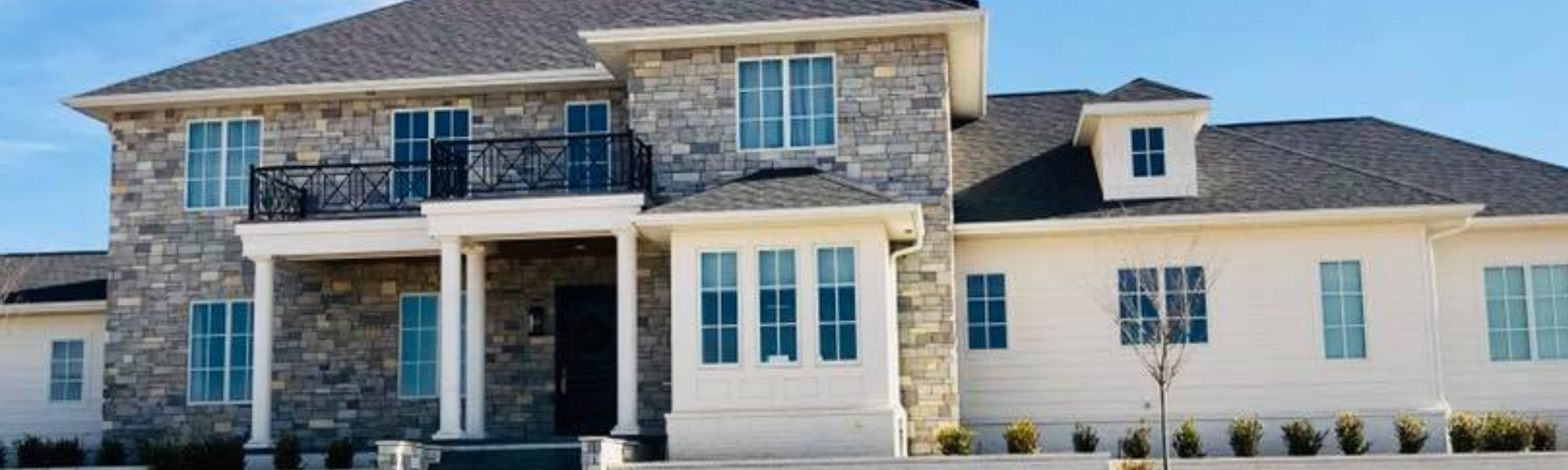 custom stonework on large home